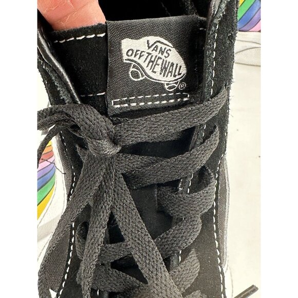 Vans Off the Wall Sk8-Hi Reissue Black Suede Rainbow Leather Sneakers M 8.5 W 10 - Picture 10 of 13